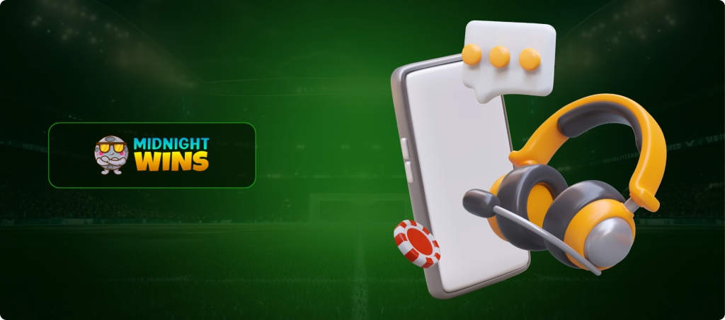 Midnight Wins Casino Customer Support Banner