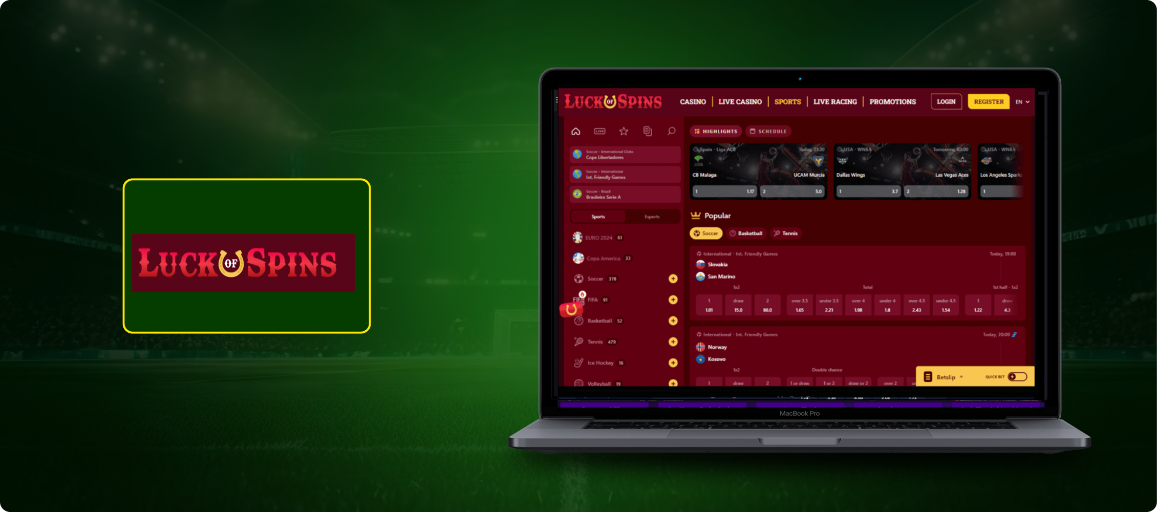 Luck of Spins Betting Site Banner