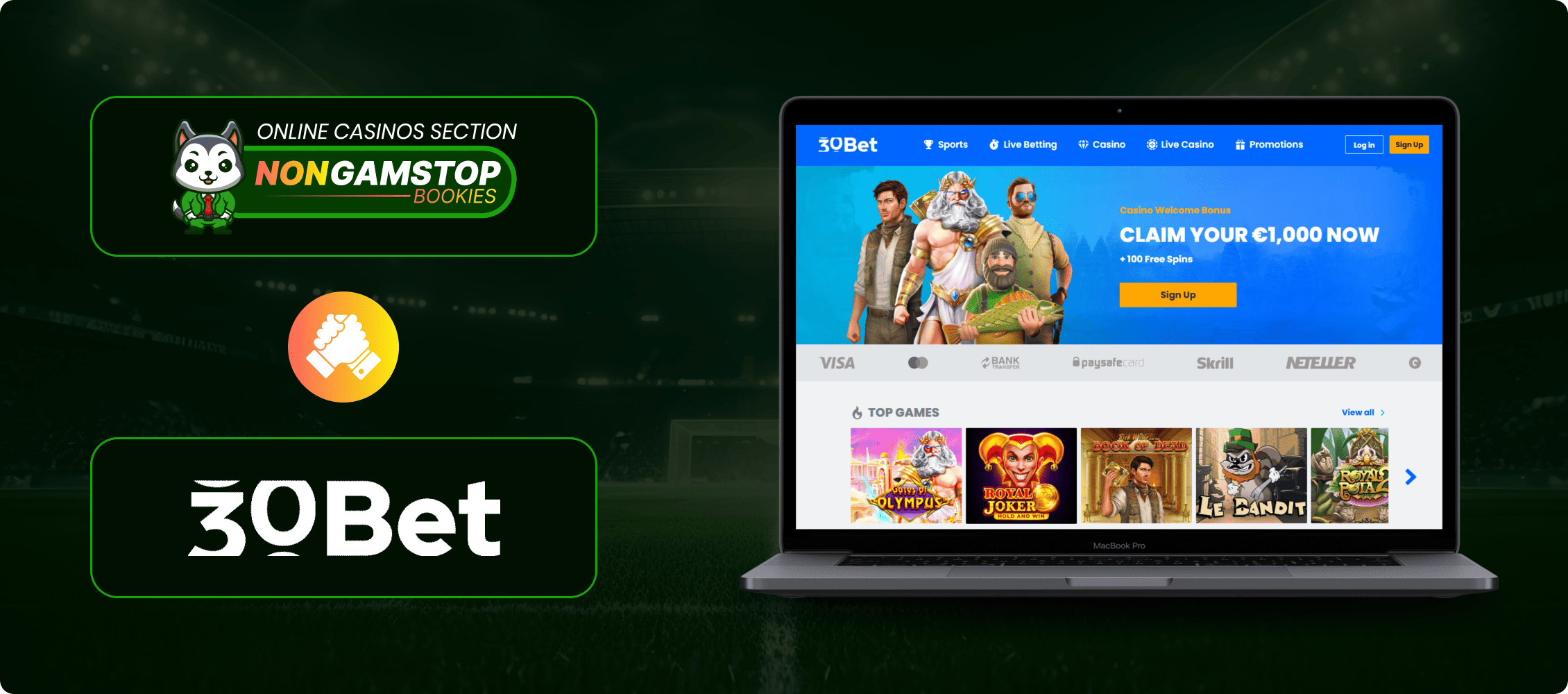 30 Bet Casino Banner.